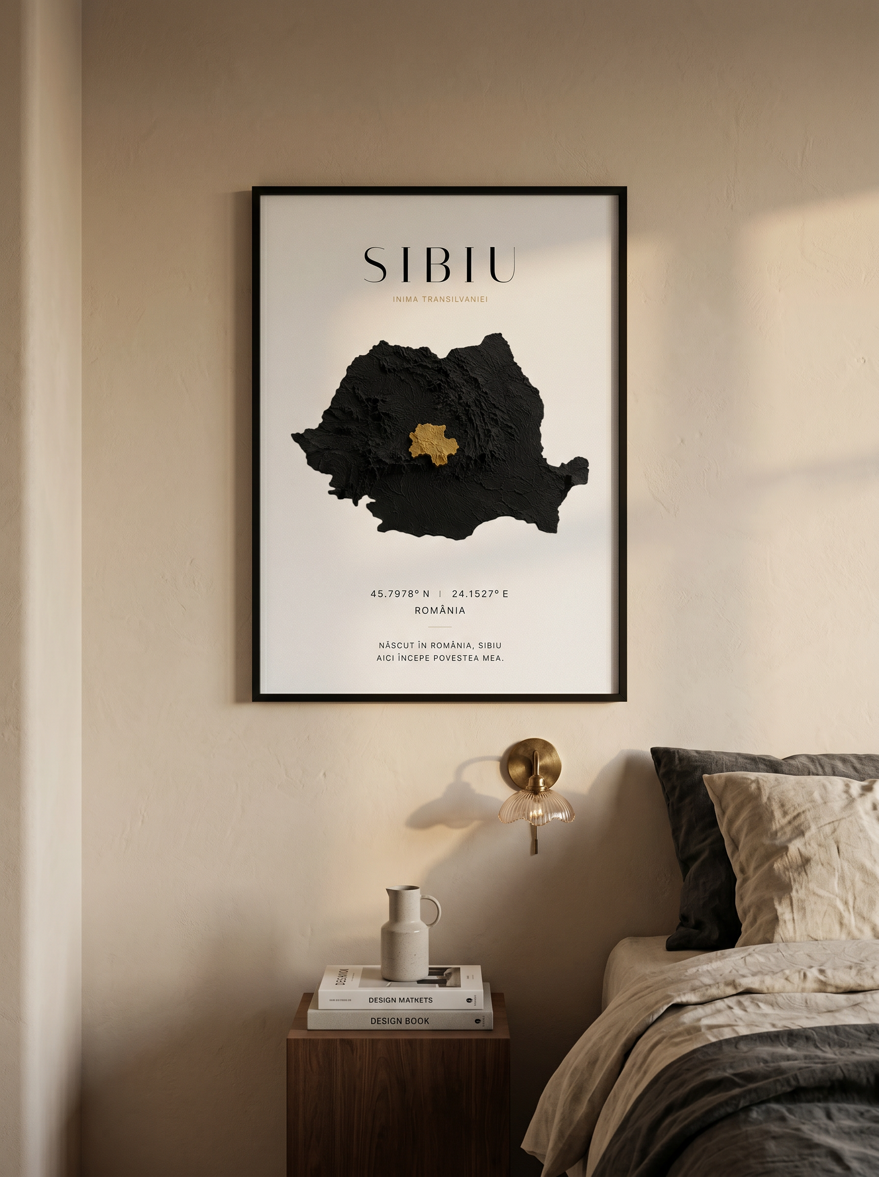 VUMO framed above a warm bedroom nightstand